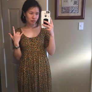 Vintage sunflower print maxi dress size medium
